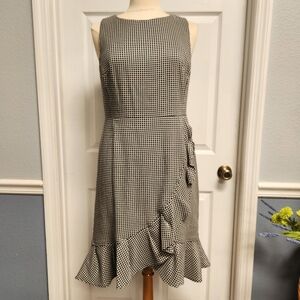 Calvin Klein Black and White Gingham Midi Dress